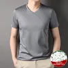 Toppklass 1,7% Mulberry Silk New Summer Brand Tops V Neck T Shirts For Men 2023 Short Sleeve Casual Fi Mens Clothing Z3ai#