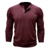 Men jacka snygg rumpa stängning lg hylsa t-shirt andningsbar design Henley t-shirt mångsidig fast färg topp z4mv#