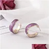 Hoop Huggie kolczyki minimalistyczny brokat fioletowy emalia c kształt złoty kolor cirloy okrąg otwarty oświadczenie dla kobiet imprezowy biżuteria upusz