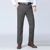 summer Thin Autumn Thick 100% Cott Straight Suit Pants Men's Loose Trousers Busin Solid Gray Khaki Casual Brand Clothes D0JE#