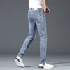 fi estilo coreano estiramento jeans preto cinza rasgado casual denim calças masculinas elástico magro magro pés pequenos lápis calças 93WL #