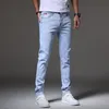 Varumärkescyklist Jeans Men Streetwear LG Slim Denim Pant Skinny Mid midja lilla elastiska män fi 2021 pojkvän jeans a6q1#