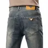 2023 primavera outono nova fi jeans tendência bordado elástico pequenas pernas calças casuais masculinas magro confortável de alta qualidade jeans g1Q2 #