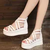 Sandaler 2023 Womens Summer Slope Basic Heel Thick Bottom Open Toe Nya dragkedja Plattform Sandalet H240328