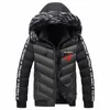 2021Neue Pelzkragen-Reißverschlussjacke winddichter Mantel Abarth-Logo-Druck Winter-Männer mit Kapuze Daunenjacke Warmer Parka-Mantel Y0Hq #