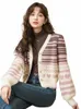 Mishow Ctrast Pullover 2023 Herbst Striped Casual V-Ausschnitt Single Breace Sweet Slim Cardigans Senior Sense Strick MXC45Z0141 22JK#