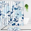 Cortinas de chuveiro floral conjunto cortina aquarela flores coloridas folhas planta banheiro tapete banho poliéster tecido banheira decoração