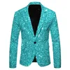 Giacca da uomo con scialle risvolto Blazer Design stampato Giacca con paillettes Dj Club Stage Cantante Abbigliamento Nightclub Blazer Giacca da festa di nozze w8jT #