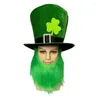 Bérets StPatrick Day Celebration Beard Hat Festival Party Vert Grand Shamrock Plat Top Accessoires nationaux irlandais
