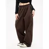 Femmes Printemps Rétro Solide Pantalon de cordon de serrage Casual Joggers Baggy Pantalon de survêtement à jambe large Taille moyenne Sporty Y2K Vêtements féminins t9C1 #