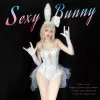 Easter Bunny Costume Cyberpunk White Bodysuit Sexig DJ Maid Bunny Costume Suit For Women Maid Halen Cosplay Costumes Women U32i#