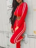 Fitn Casual 2 Stück Set Trainingsanzug Frauen Seite Gestreifte Hoodies Geerntete Tops und Hosen Jogger Zwei Stück Outfits Chandal Mujer M2mY #