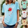 Dames plus size T-shirt Oc-Vip00010 grote korte mouw zomer dames bloemen en planten patroon cartoon hart top gepersonaliseerde Cust Dhhvm