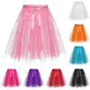 Jupes femmes paillettes jupe bouffante taille haute nœud papillon Tulle adulte Tutu fée maille a-ligne Mini robe de soirée Carnevale