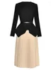 Arbetsklänningar Seasixiang modedesigner Autumn Suit Women Långärmad bälte Crystal Brooch Jacket Plisad kjolkontor Lady Two-Piece Set