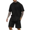 Mode Effen Tweedelige Pak 3D Mannen Korte mouwen Oneck T-shirts En Shorts Outfits Zomer Casual Eenvoud Sets Sweatshirt 240315