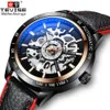 TEVISE Fully Automatic Mechanical Hollow Tourbillon Fashion Men's Belt Watch T868