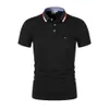 Polo brodé à manches courtes pour hommes, monochrome, décontracté, en coton, coupe cintrée, 8 couleurs, été, 240318