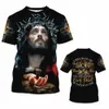 Christian Jesus Men's T Shirt Top 3D Imprimir Oversized Manga Curta Tees Harajuku Streetwear Verão Fi Roupas Soltas Pulôver A5Ui #