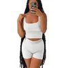 Casual Workout Sets 2 Stück Outfits für Frauen Geripptes Crop Tank Top Hohe Taille Yoga Shorts Lounge Wear Trainingsanzug R8oG #