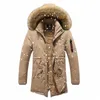 2023 Mens inverno nuovo antivento caldo pile di spessore Lg Parka Mens Outwear Fi collo di pelliccia casuale all'aperto Parka con cappuccio f1jM #