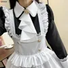 Mulheres Maid Outfit Lolita Dr Bonito Kawaii Café Traje Preto Branco Homens Uniforme LG Apr Dr Mucama Cosplay Costume H7nY #