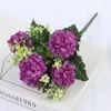 Decoratieve bloemen 1Bouquet 5 Heads Silk Cloth Hydrangea Artificial Head met stengels voor thuisbruiloft Bridale douche Verjaardagsfeestje Wer