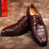 Abendschuhe Ourui True Crocodile Leather Business Formal Herren Schwarz