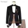 Классический коричневый костюм, комплекты для мужчин, клетчатый пиджак, жилет, брюки, комплект из 3 предметов, элегантные облегающие костюмы для официальной вечеринки, 77X0 #