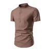 メンズTシャツ半袖メンズシャツエレガントなスリムフィットスタンドカラーフォーマルなビジネスイベントソフト通気性軽量