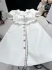 女性用ドレスヨーロッパファッションブランドホワイトショートリーブスーツミニドレス