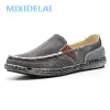 Ботинки Mixidelai Classic Canvas Shoes Men 2023 Ленивые туфли синие серо -зеленые холст Moccasin Мужчины скользят на лоферах, вымытые джинсовыми повседневными квартирами