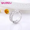 Klusterringar 925 Sterling Silver Ring Type For Women Girl With Engagement Top Quality Crystal Embelling Big Surprise