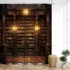 Rideaux de douche Vintage bibliothèque rideau livres magiques vieilles bougies antique grenier impression maison salle de bain décor avec crochets
