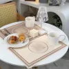 Signage Placemat Pads signage New Design Printed linen fabric tassel Mat Pad for festival dinner party home hotel cafe Table Decoration and gifts