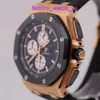 Iconic AP Wristwatch Royal Oak Offshore 26401RO Men's Rose Gold Sports Black Ceramic Chronograph Automatic Machinery Swiss White Eye Diameter 41mm