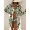 Kwiatowe bikini z niską talią Ustaw zakupienie stroju kąpielowego dla kobiet pchnij rękaw LG trzy sztuki kostiumy kąpielowe na plażę kąpielową 83ps#