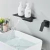 Bathroom Sink Faucets Matte Black Waterfall Bathtub Faucet One Handle In-wall Spout Tub &Cold Water Mixer Tap Handshower Widespread