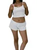 Home Clothing Women Y2k 2 Piece Shorts Set Lace Trim Tank Tops And Elastic Waist Pajama Sets Sleepwear Lounge Outfits