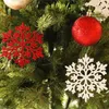 Party Decoration Christmas White Snowflake Ornaments Plastic Glitter Snow Flakes For Winter Tree Decorations Craft Snowfakes