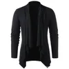 2023 Hombres Fi Color Sólido Cardigan Hombres LG Manga Camiseta Slim Fit Suéter Casual Una Línea Cuello Cardigan LG Manga Y9r8 #