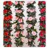 Flores decorativas grinaldas rosa videiras florais artificiais para corredor de mesa decoração interior ao ar livre pano de fundo decoração de parede falsa dhg0i