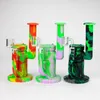 Kit de tuyaux en verre de bang en silicone coloré narguilé pipe à eau barboteur filtre en verre plates-formes pétrolières bol portable étui de rangement amovible porte-cigarette pipes à main pour fumer