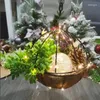 Party Decoration Pre-Lit Artificial Christmas Hanging Basket White LED Lights-Frosted Berries Home Ytter