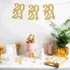 Decorazione per feste 12 pezzi Glitter 2024 Etichette di ritaglio Ritagli di carta per vaso fai da te