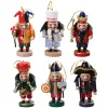 Miniature 6 pz Appeso Natale Schiaccianoci Burattino Figura Legno Schiaccianoci Decor Schiaccianoci Burattino Natale Noce Persona Desktop Decor Ornamenti