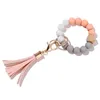 Chaveiros Mulheres Silicone Beads Chaveiro Pulseira com tipo de chaveiro de borla