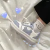 Sıradan Ayakkabı Lolita Spor Ayakkabı Dantelli Kama Yüksek Topuk Kadın Açık Mavi Pembe Platform Vulkanize Kadınlar Sevimli Sneaker