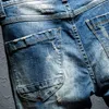 män streetwear hiphop rippade broderi smala fit jeans knähål förstörda man casual cott joggers tiggare denim byxor n7aq#