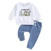 Kläduppsättningar småbarn Baby Boy Outfits Mamas Fall Winter Clothes Set Långärmad brev Sweatshirt Topp Jogger Pants